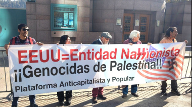 Chile. Plataforma Anticapitalista y Popular se manifiesta por la causa palestina en embajada de EEUU